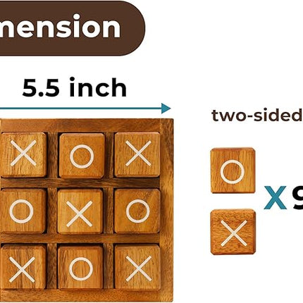 BSIRI Wooden XO Blocks (L) Tic Tac Toe Board Games - Ideal for Kids Games, Family Games and Game Night for Adults, Farmhouse Decor for Coffee Table Decor and Unique Gifts for All Occasion (5.5 Inch)