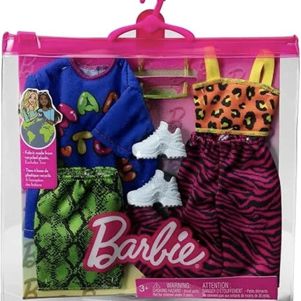 Barbie Clothes, Fashion & Accessories Pack Fashion Dolls, Set Includes 2 Complete Looks with Vibrant Outfits & Styling Pieces