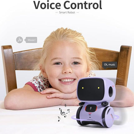 GILOBABY Interactive Talking Robot for Girls, Smart Toy with Touch Sensor & Voice Control, Record & Repeat Mode, Dancing, Singing, Educational Gift for 3 4 5 6 7 Year Old Kids (Purple)