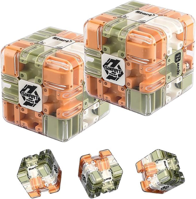 3D Maze Ball Puzzle Fidget Cube - Engaging Brain Teaser Toy for Stress Relief & Focus, Challenging Puzzle Maze Ball Game for Adults, Teens & Kids (Model A-2PCS)