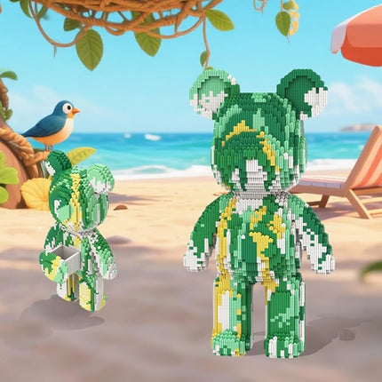 DAHONPA Green Cream Fluid Bricks Building Blocks Bear Set, Decoration Toy 6400 Pieces, Gift for Adults and Kids