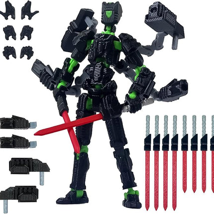 Assembly Completed T13 Action Figure，T13 mision 13 figuras originales 3D Printed Toys Nova 13 Action Figures Desktop Decorations for Game Lovers Toy (Black Green, 8 Inch)