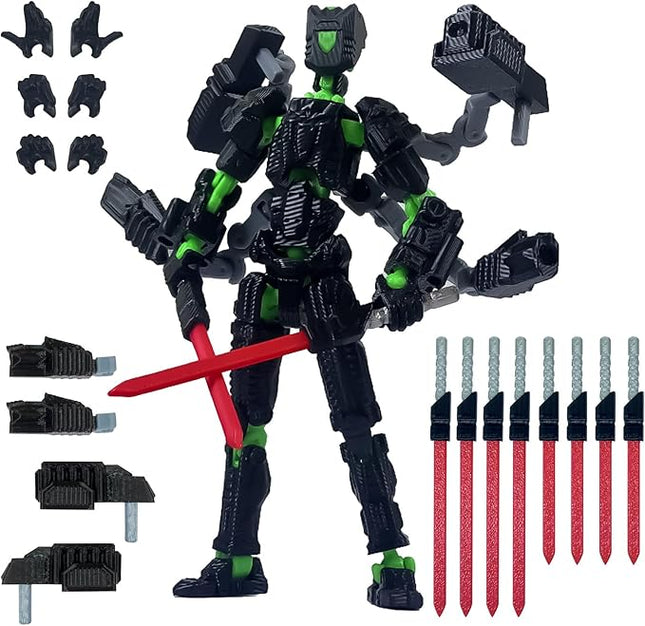 Assembly Completed T13 Action Figure，T13 mision 13 figuras originales 3D Printed Toys Nova 13 Action Figures Desktop Decorations for Game Lovers Toy (Black Green, 8 Inch)