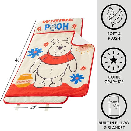 Super Soft Plush Toddler Quilted Nap Mat with Built in Blanket and Pillow