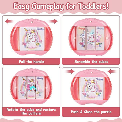 3D Rotating Puzzles for Kids 3 4 5 6 7 8 Year Old, 4 Puzzles in 1, Toddler Toy for Travel, Car, Airplane, Road Trip Activities, Fine Motor Skills, Fidget, Boys & Girls Gifts