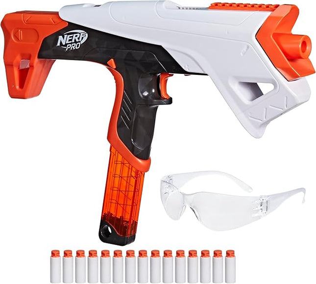 Nerf Pro Torrent Half-Length Dart Blaster, 150 FPS, 15 Nerf Pro Half-Length Darts, 15-Dart Magazine, Pump Action, Eyewear, Gifts for Teens, 14+