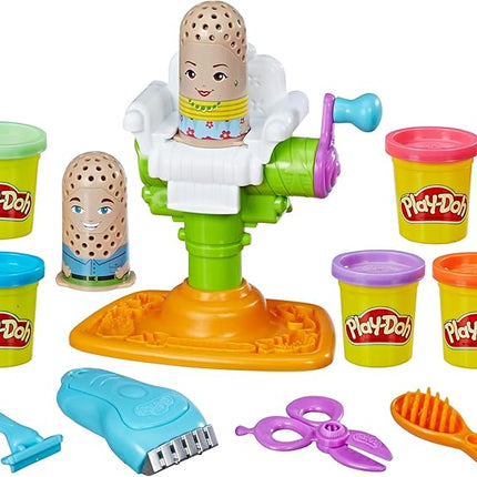 Play-Doh Buzz 'n Cut Fuzzy Pumper Barber Shop Set, Electric Buzzer, 5 Colors of 2-Ounce Cans, Preschool Toys, Christmas Gifts Girls & Boys, Ages 3+ (Amazon Exclusive)
