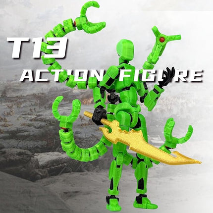 Already Assembled T13 Action Figure Accessories,T13 Multi-Jointed Movable,for Collectors Desktop Decorations t-13 Movability 3D Printed Toys (Luminous Green, 7.2 Inch)