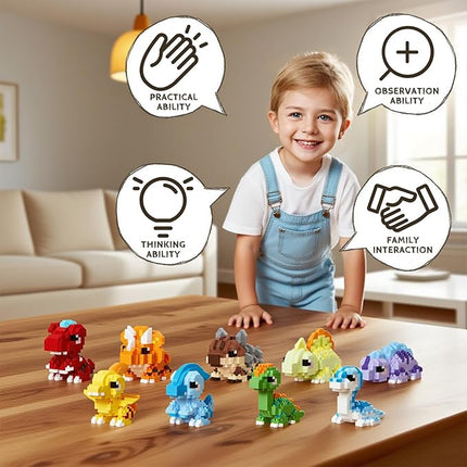 Dinosaur Micro Mini Building Block Sets Birthday& Party Gift for Kids, Animals Buildling Model Kits, Micro Mini Bricks Dino World Series Toys for Kids（9 Boxes）