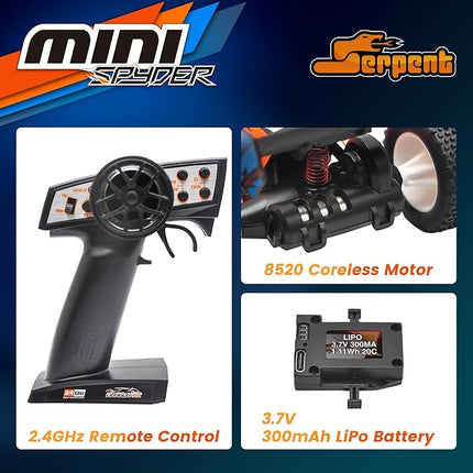 Serpent 1:24 Mini RC Car with Gyro, 1/24 Scale 2.4GHz Off-Road RC Car, All Terrain Off-Road Buggy RTR, High Performance with 2 Battery 1 USB Data Cable
