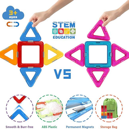 Coodoo Upgraded Magnetic Blocks Tough Tiles STEM Toys for 3+ Year Old Boys and Girls Learning by Playing Games for Toddlers Kids, Compatible with Major Brands Building Blocks - Starter Set