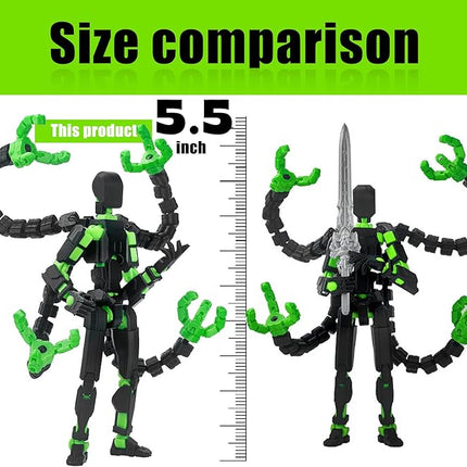 Already Assembled T13 Action Figure Accessories,Dummy 13 T13 Multi-Jointed Movable,for Collectors Desktop Decorations t-13 Movability 3D Printed Toys (Black Green)