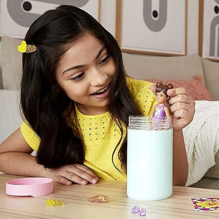 Barbie Chelsea Color Reveal Doll with 6 Surprises: 4 Bags with Cover-Up, Shoes, Towel & Accessory; Water Reveals Marble Blue Doll’s Look & Color Change on Hair; Sand & Sun Series [Styles May Vary]