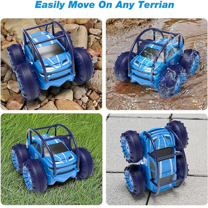 MaxTronic Amphibious Remote Control Car,Rechargeable RC Cars Toy 360° Flips Rotation Stunt Crawler 15KM/H 4WD All Terrain Outdoor Indoor Toy for Kids Boys Girls 3-12