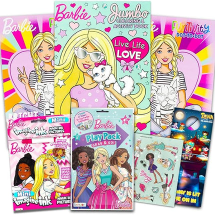 Barbie Coloring and Activity Book Super Set - 4 Books with Over 25 Stickers Party Pack
