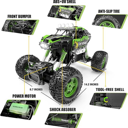 CROBOLL 1:12 Large RC Cars for Boys with Upgraded Lifting Function, 2.4GHz 4WD Remote Control Car Toy Gifts 20km/h Monster Truck for Kids, All Terrain RC Truck for 60Min Play(Green)