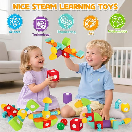 26 PCS Magnetic Foam Blocks for Kids, Large Magnetic Building Blocks for Toddlers 3+, Kids Bath Toys and Preschool STEM Educational Toys, Birthday for Boys & Girls 3 4 5 6+ Years Old