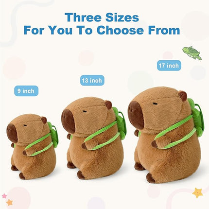 Ditucu Cute Capybara Plush with Turtle Backpack Soft Capibara Stuffed Animal Plushies Toys Hugging Gifts for Kids Brown 17 inch