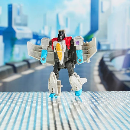 Transformers CYBERWORLD Starscream Cyber Changers 4-Inch Action Figure, Quick Change to Jet Mode, Robot Toys for Boys and Girls 6 and Up