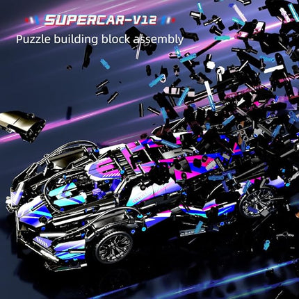 Mesiondy Sports Car Building Blocks Toys Boys，1:14 MOC Building Set Raceing Car Model,Construction Toy for Adults，Cars for Boys Age 6 7 8 9 Years Kids