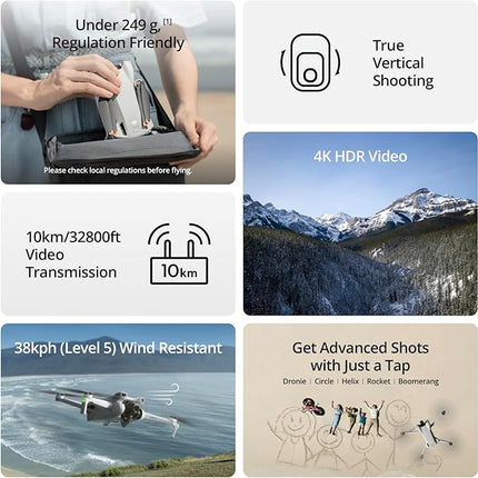 DJI Mini 3, Drones with Camera for Adults 4K, 38-min Flight Time, up to 32800ft (10km) Video Transmission, True Vertical Shooting, GPS Auto Return Integrated, Mini Drone with Camera for Beginners