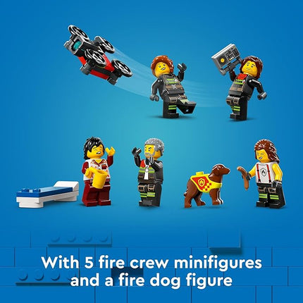 LEGO City Fire Station with Fire Truck Toy - Kids Toy Building Sets with 2 Fire Truck Attachments - Gifts for Boys & Girls Ages 6+ - Pretend Play Set with 5 Minifigures - 60414