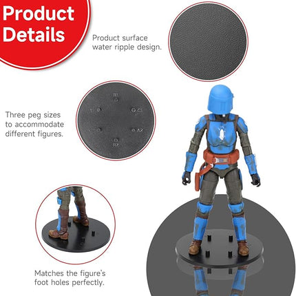 SIXPOINTS 28 Pieces Multi-PEG 6 inch Action Figure Stands, Upgrade Version Round Display Stand Base Compatible with 1/12 Scale Star Wars Black Series Figure Toy