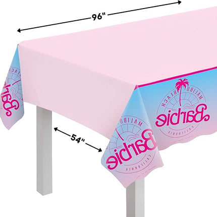 Amscan Vibrant Multicolor Plastic Malibu Barbie Table Cover - 54" x 96" (1 Pc.) - Durable & Stylish Design - Perfect for Kids' Party