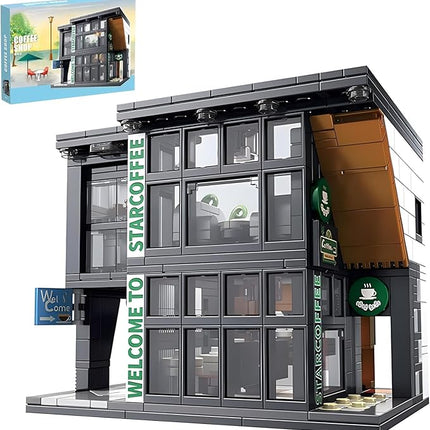 Coffee Shop Building Blocks Toys City Street View Architecture Model Set Birthday Age 6+ Children Teens Adult 581 Pieces
