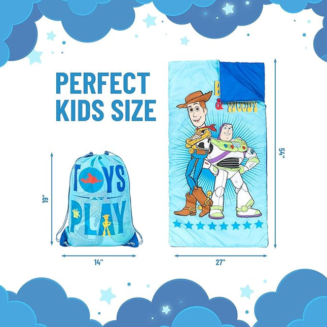 Jay Franco Disney Toy Story Slumber Sack - Cozy & Warm Kids Lightweight Slumber Bag - Featuring Woody and Buzz Lightyear (Official Disney Pixar Product)