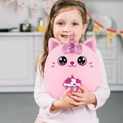 Auspicious beginning Birthday Gift Unicorn Cat Plush Toys-11'' Pink Unicorn Cat Anime Plush-Kawaii Birthday Pink Gifts Plushies Stuffed Animals Cute Plushies, Pillow Plushie Gifts for Kids