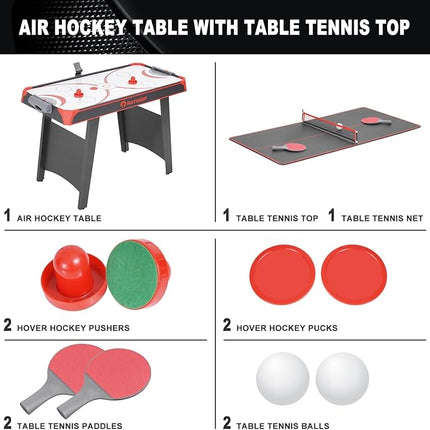 Air Hockey Table, Indoor Hockey Arcade Game Table w/2 Pucks, 2 Pushers, LED Scoreboard, Powerful 12V Motor, Perfect for Adults and Kids, Game Room, Home, Office