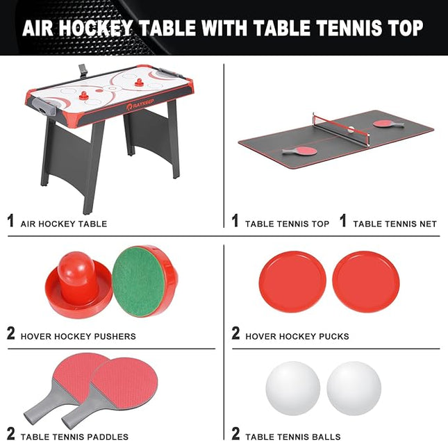 Air Hockey Table, Indoor Hockey Arcade Game Table w/2 Pucks, 2 Pushers, LED Scoreboard, Powerful 12V Motor, Perfect for Adults and Kids, Game Room, Home, Office