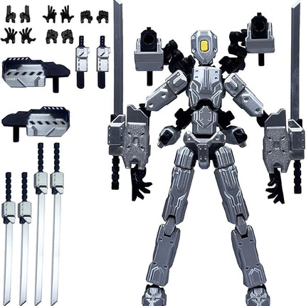(Assembly Completed) 8 inch T13 Action Figure Set,T 13 Action Figure Multi-Articular Mobile Robot Nova T-13,Desktop Decorations for Game Lovers Toys (Gray)