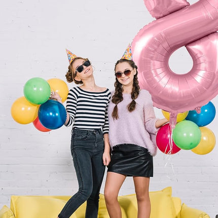 Smlpuame Pastel Pink 7 Balloons, 40 Inch Large Light Pink Foil Number Balloons 0-10, Self-Sealing 7th Birthday Balloon for Girls Women Anniversary Baby Shower Princess Party Decorations Supplies