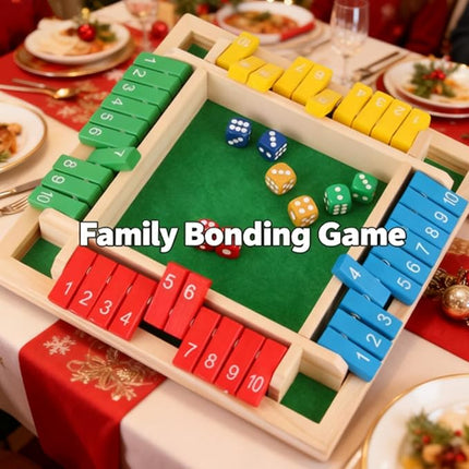 Gettoreach Funny Family Games-Shut The Box Board Game, Shut The Box Games, Wooden 4 Player, Educational Math Game for Families (1pcs-b)