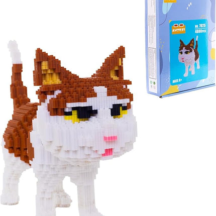 Cat Micro Building Blocks Set, Animal Yellow Cat DIY Mini 3D Building Toy Bricks Kit Gift for Adults and Kids,4800 Pieces
