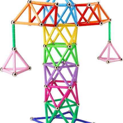 Magnetic Building Blocks, [ 132 Pieces ] Lengthen Building Sticks Set, Magnet Stem Toys Set Non-Toxic Building 3D Puzzle Boys Toys for Kids and Adult