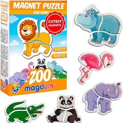 Zoo Magnetic Puzzles for Kids - 5 Big Magnetic Animals for Baby - Travel Toys for for Toddlers - Magnet for Refrigerator - Travel Games - Baby Educational Gift - Puzzle for Preschooler
