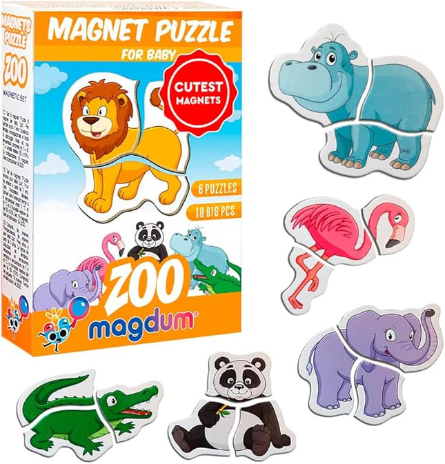Zoo Magnetic Puzzles for Kids - 5 Big Magnetic Animals for Baby - Travel Toys for for Toddlers - Magnet for Refrigerator - Travel Games - Baby Educational Gift - Puzzle for Preschooler