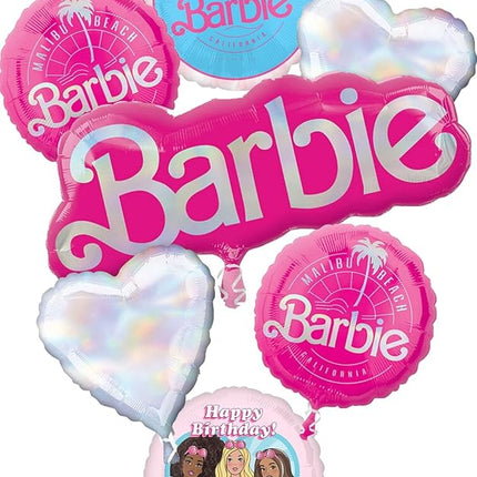 Barbie's Birthday Party Supplies 7pc Foil Balloon Bouquet Decorations