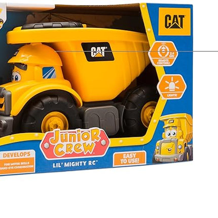 CAT Construction Toys, Junior Crew Lil' Movers Remote Control Truck, RC Car + Dump Truck, Working Headlights, with Child Friendly Controller