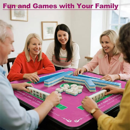 Mahjong Mat - 32.4x32.4 Inch Noise Reduction Anti-Slip Gaming Mat for Mahjong, Poker, Board Games, Card Games, Dominoes (Pink)