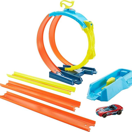 Hot Wheels Toy Car Track Set, Track Builder Playset, Split Loop Pack & 1:64 Scale Vehicle, Compatible with Other Sets & Tracks