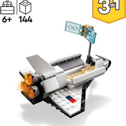 LEGO Creator 3 in 1 Space Shuttle Toys - Space Toys Building Set for Boys & Girls, Ages 6+ - Option to Build 2 Spaceships or Astronaut - Educational Gift for Kids Birthday & Holidays - 31134