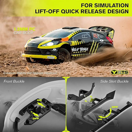 CROBOLL RLAARLO 1/10 Brushless Carbon Fiber RC Drift Cars for Adults with Gyro, Max 50 mph Fast RC Rally Car, 2.4Ghz All Terrain Remote Control Car 4x4 Hobby RTR RC Truck with 3S Battery