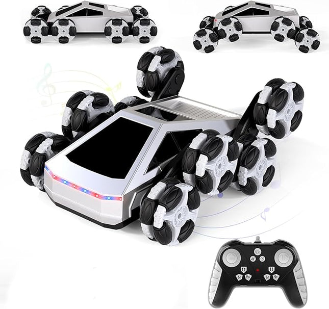 8WD Remote Control Car, 2.4GHz 360° Rotating Stunt RC Car with LED Lights and Music, 1:16 Drift Climbing Toy for Kids, Christmas Birthday Gift for Boys Aged 6-14