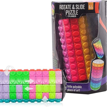 R.Y.TOYS Rotate and Slide Puzzle-Design Patent,Fidget Toys(Restore Order/Create Patterns) 12 Colors,10 Layers-Open Cover for Quick Play,Brain Teaser,Sensory Toys,Birthday Gifts,Easter Basket Stuffers