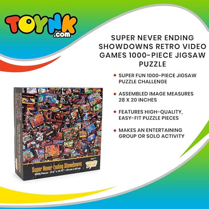Super Never Ending Showdowns Retro Video Games 1000-Piece Jigsaw Puzzle for Adults, Kids | Interactive Brain Teaser, Educational Toys & Games, Home Activities, Building Sorting Toys for Creative Play