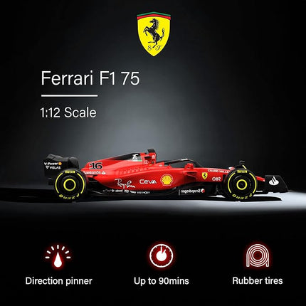 Voltz Toys Authentic Licensed 1:12 Ferrari F1 75 Remote Control Car - F1 Collection RC car Series for Kids and Adults - 2.4GHz RC Car for Gift (1:12 Ferrari F1 75)